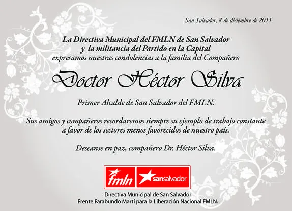 FMLN SAN SALVADOR: NUESTRO MAS SENTIDO PESAME A LA FAMILIA DEL DR ... FMLN SAN SALVADOR: NUESTRO MAS SENTIDO PESAME A LA FAMILIA DEL DR ...