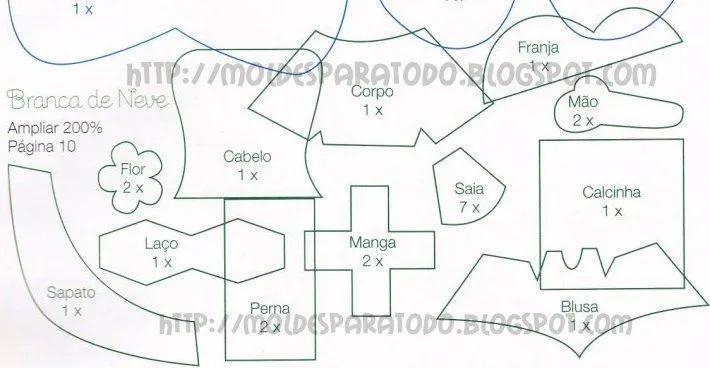 Moldes de fofucha blanca nieves - Imagui