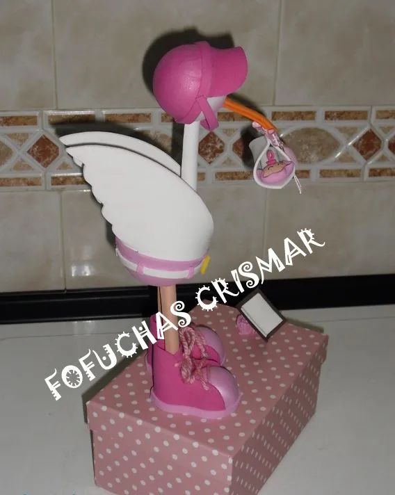 FOFUCHAS CRIS&MAR: Fofucha cigüeña para bautizo y bebes FOFUCHAS CRIS&MAR: Fofucha cigüeña para bautizo y bebes