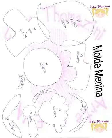 Fofuchas Eva e Cia: molde capa de caderno Menina Fofuchas Eva e Cia: molde capa de caderno Menina