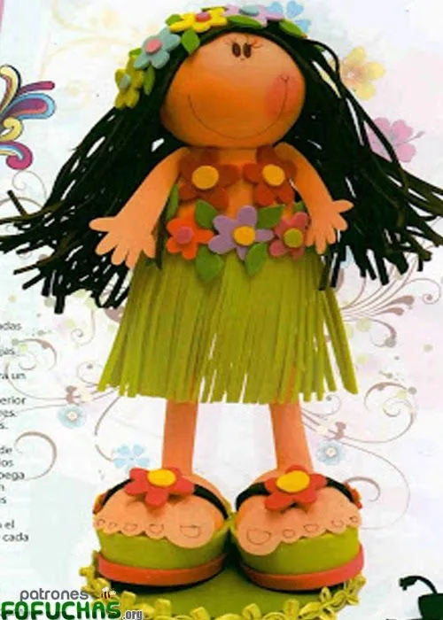 Fofuchas princesas hawaianas | Patrones Fofuchas Fofuchas princesas hawaianas | Patrones Fofuchas