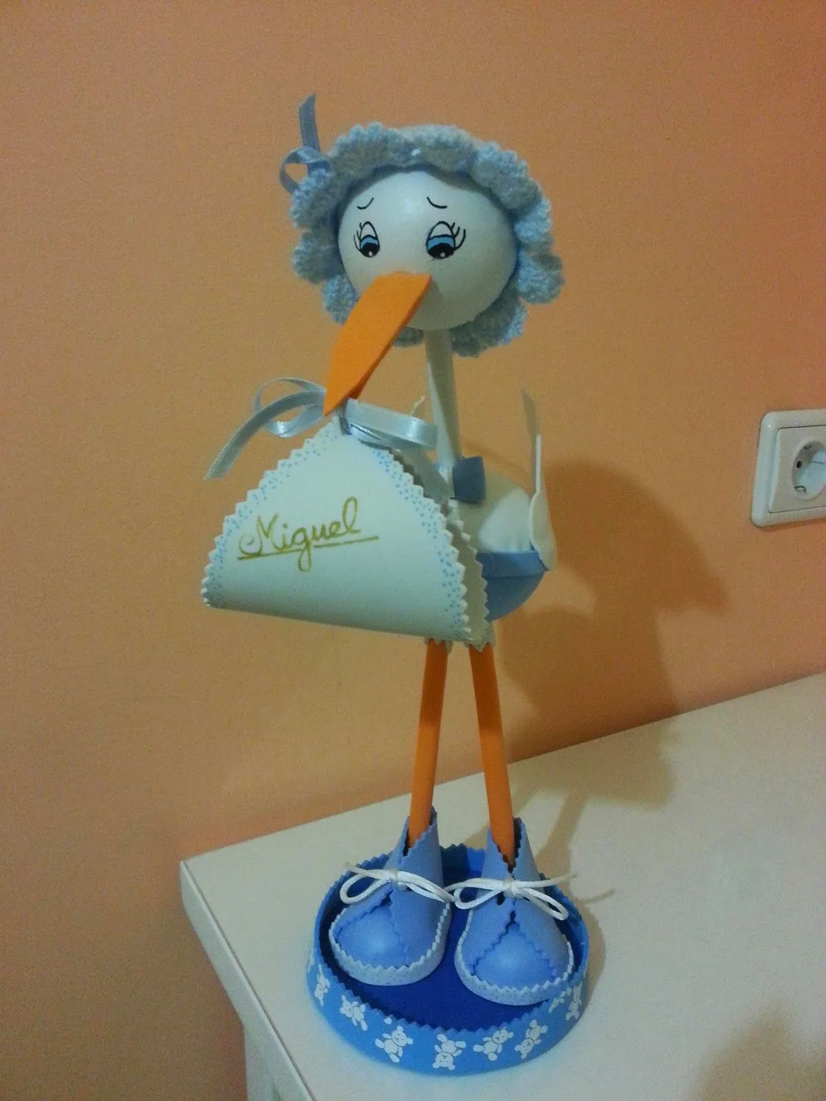Fofureinas: Cigüeña goma eva azul