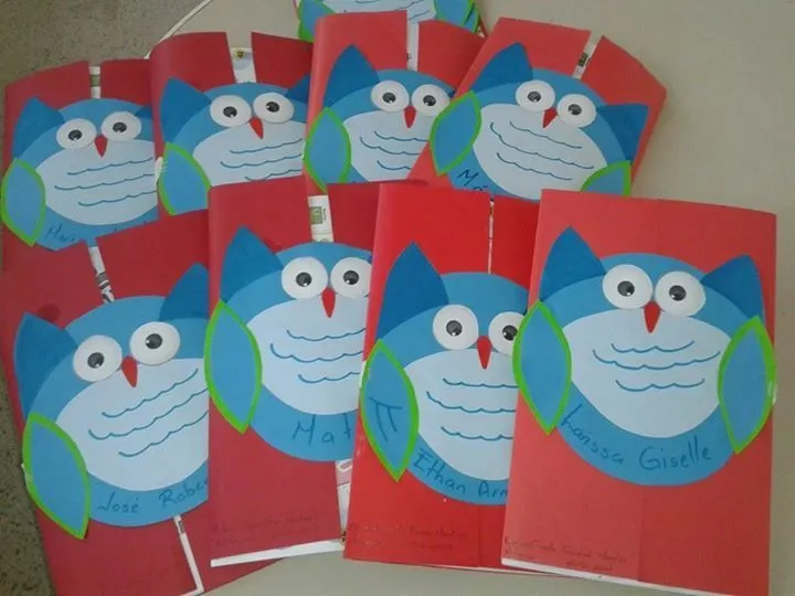 Folder de cartulina roja para album preescolar y búhos | mis ...