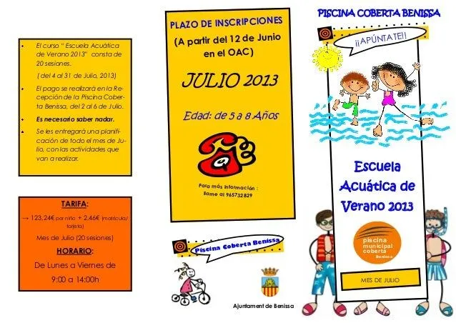 Folleto Escuela Acuática Verano 2013