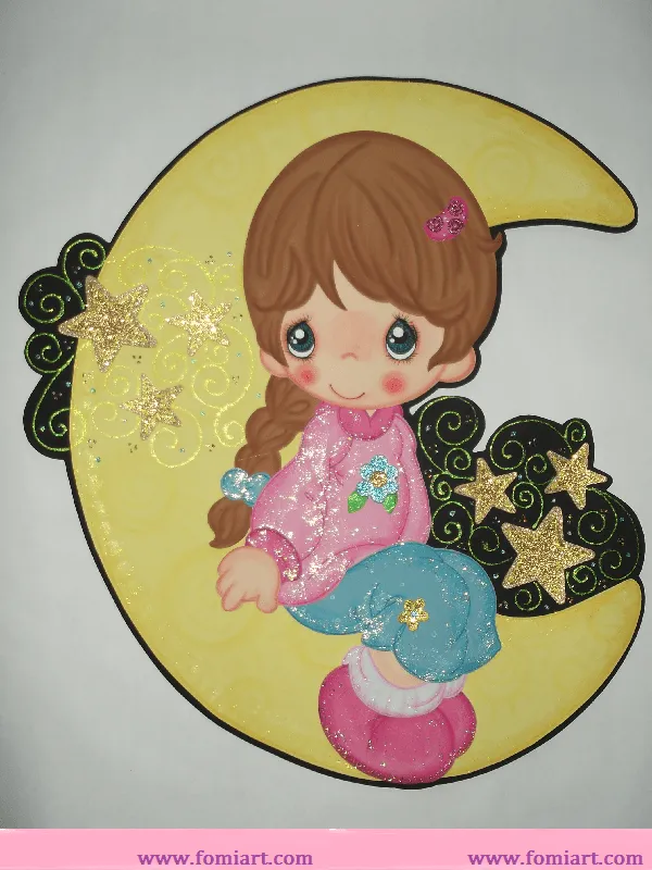 Niña Sentada Sobre La Luna En Fomi Estilo Precious Moments Fomiart ... Niña Sentada Sobre La Luna En Fomi Estilo Precious Moments Fomiart ...