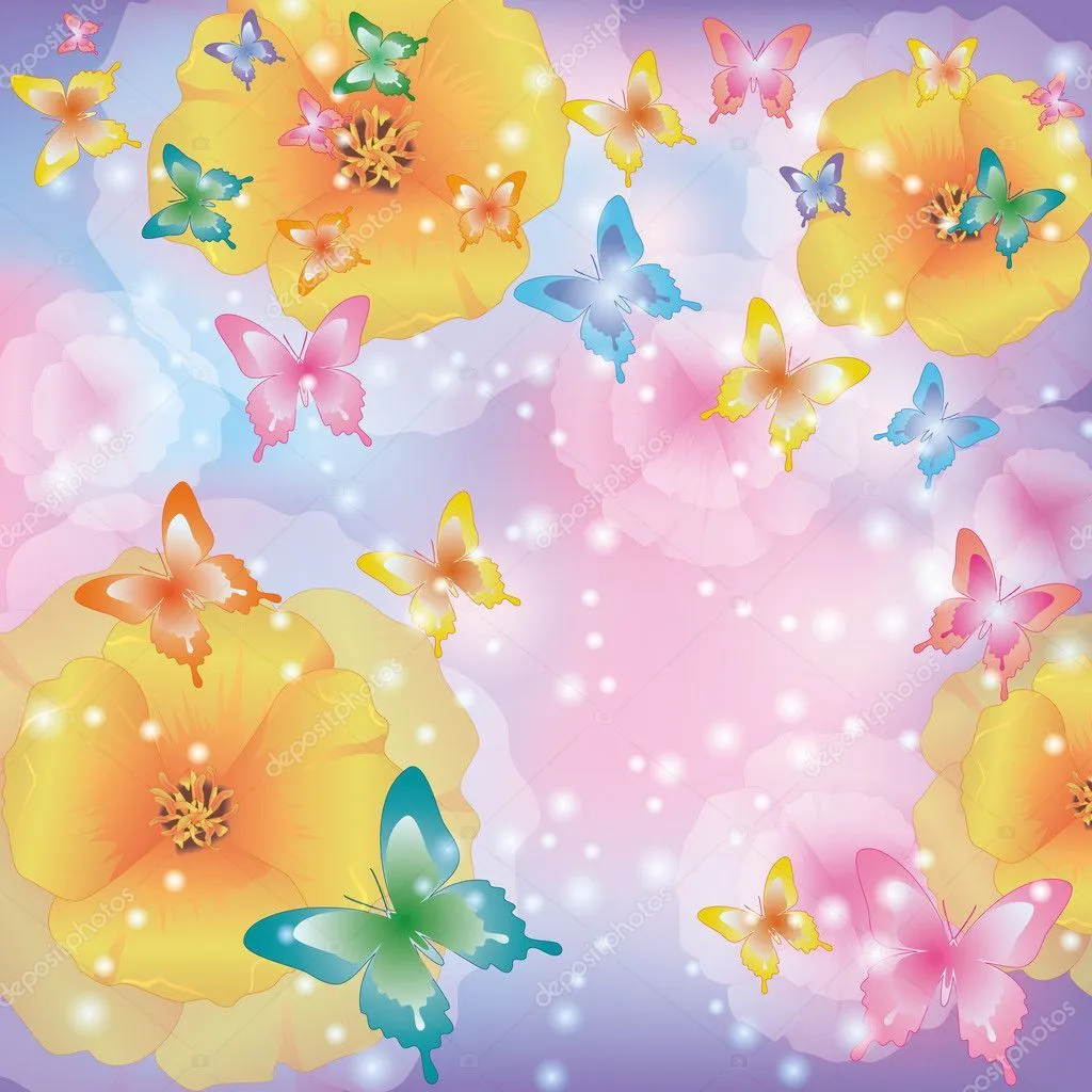 fondo abstracto con flores y mariposas — Vector stock © silvionka #