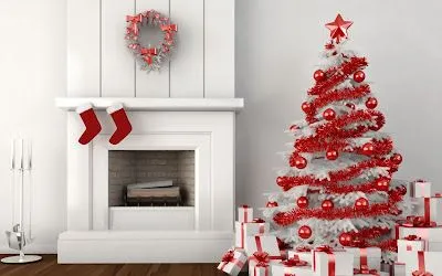 Fondo chimenea y arbol de navidad | Fondos. Fondo chimenea y arbol de navidad | Fondos.