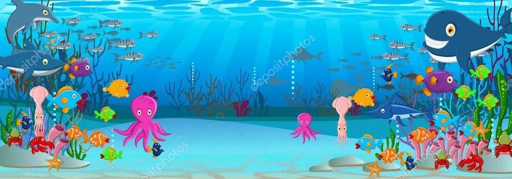 Fondo de dibujos animados de la vida del mar — Vector stock ...