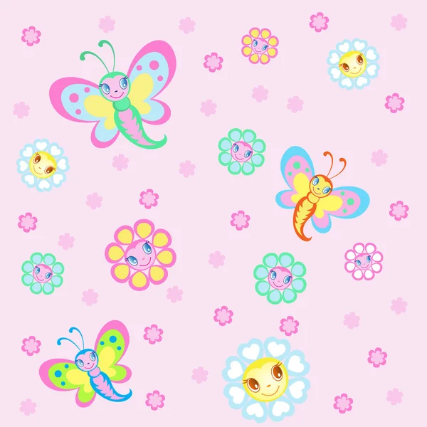 Fondo infantil mariposas bonitas — Vector stock © ivolga108 #60535803