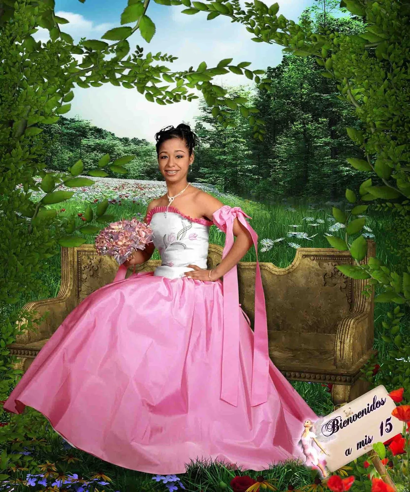 Fondo en jardin para 15 años - Plantillas para Photoshop 2014 Fondo en jardin para 15 años - Plantillas para Photoshop 2014