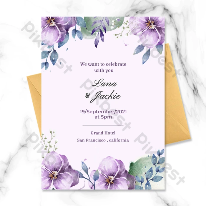 Fondo Lila Invitación De Boda Acuarela Planta | Plantilla PSD Descarga Gratuita - Pikbest Fondo Lila Invitación De Boda Acuarela Planta | Plantilla PSD Descarga Gratuita - Pikbest