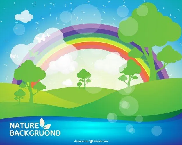 Fondo de naturaleza con arcoiris de colores | Descargar Vectores ... Fondo de naturaleza con arcoiris de colores | Descargar Vectores ...