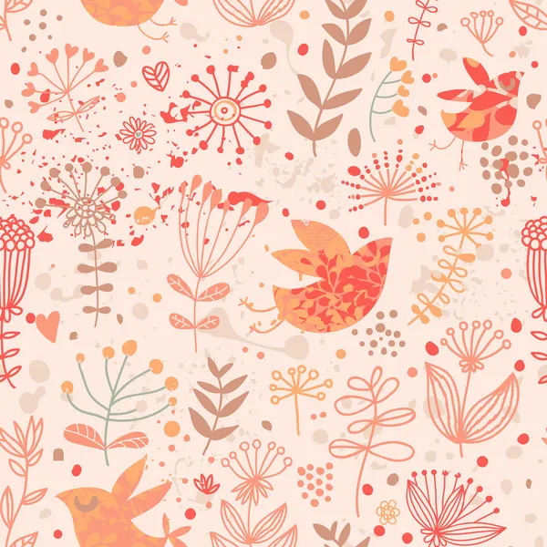 Fondo de pantalla brillante floral con lindos pájaros y flores de ... Fondo de pantalla brillante floral con lindos pájaros y flores de ...