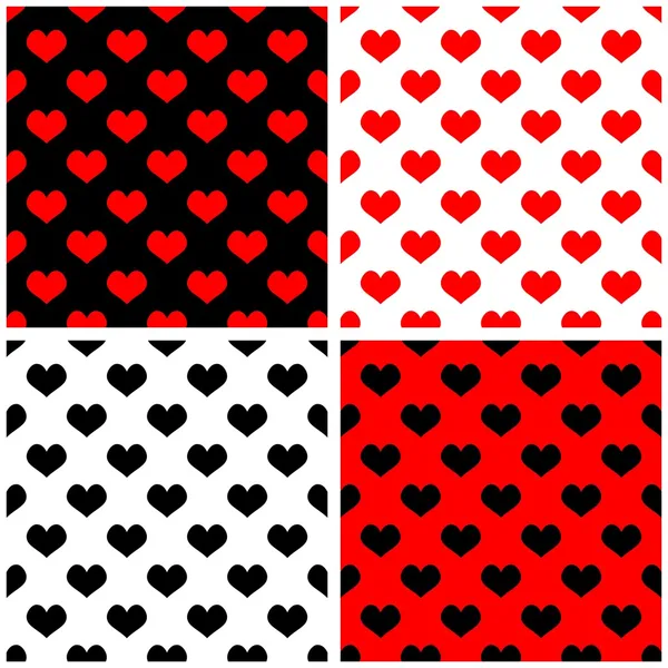 fondo rojo, negro, blanco de vector inconsútil con los corazones ...