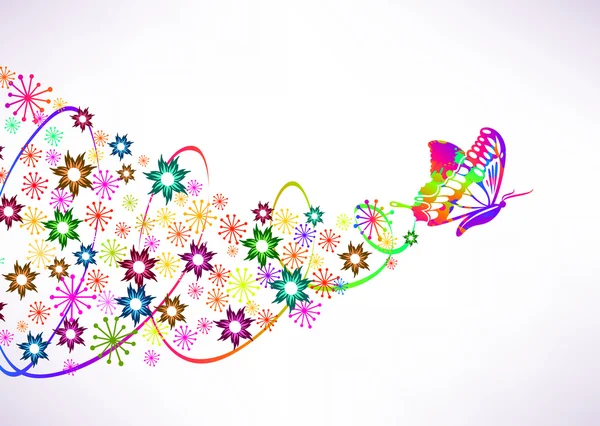 Fondo de vector abstracto con mariposa y flores — Vector stock ... Fondo de vector abstracto con mariposa y flores — Vector stock ...