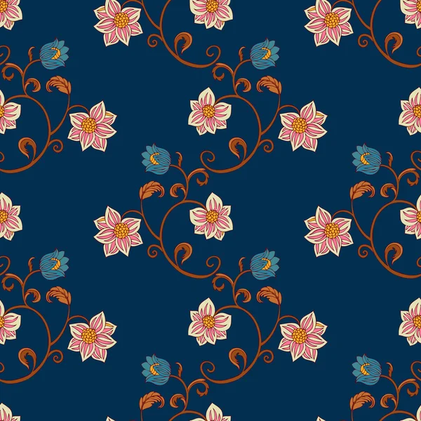 Fondo vintage con flores, patrones sin fisuras de moda azul ... Fondo vintage con flores, patrones sin fisuras de moda azul ...