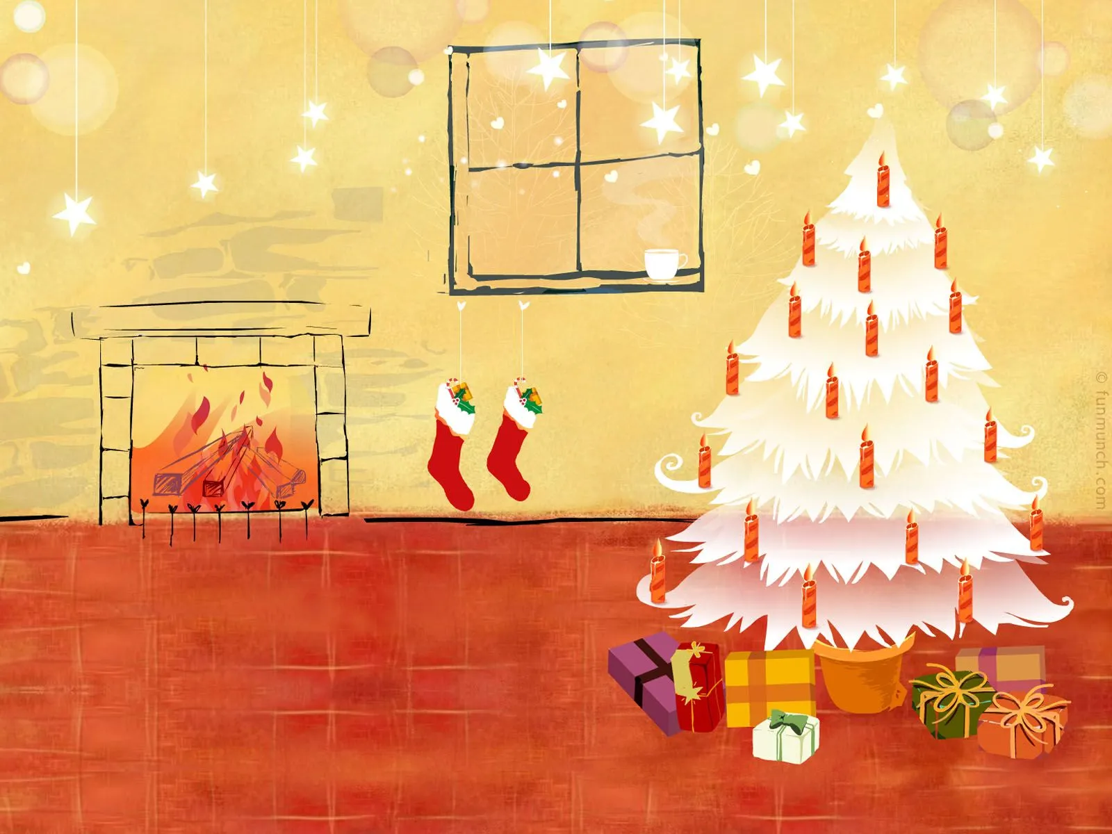 Fondo, Wallpaper navidad hogar chimenea.