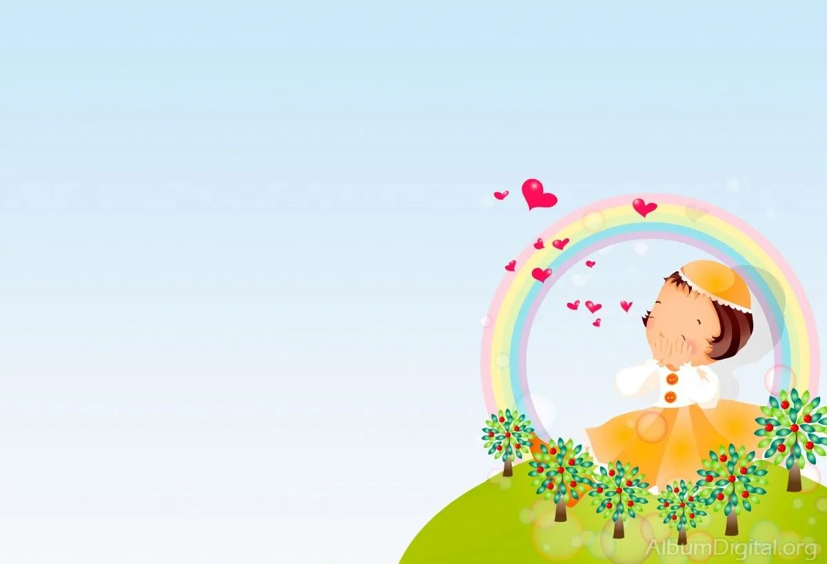 Fondo comunión para álbum classic niña arco iris
