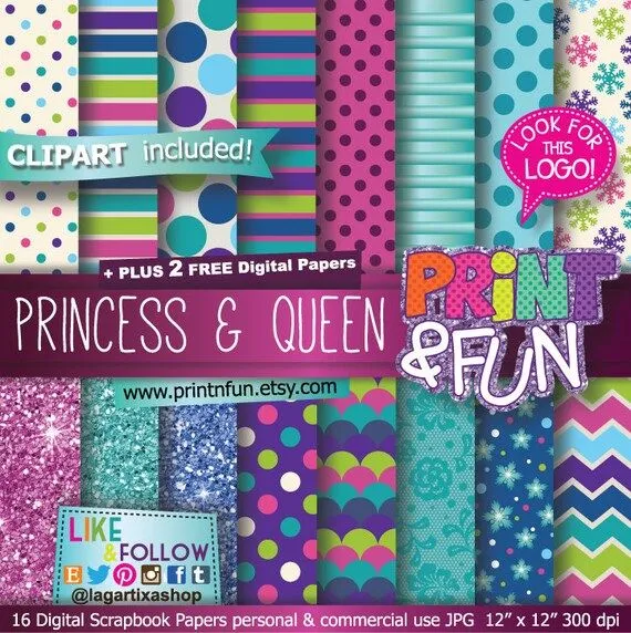Fondos Digitales Papel Digital Princesa Reina clip por Printnfun