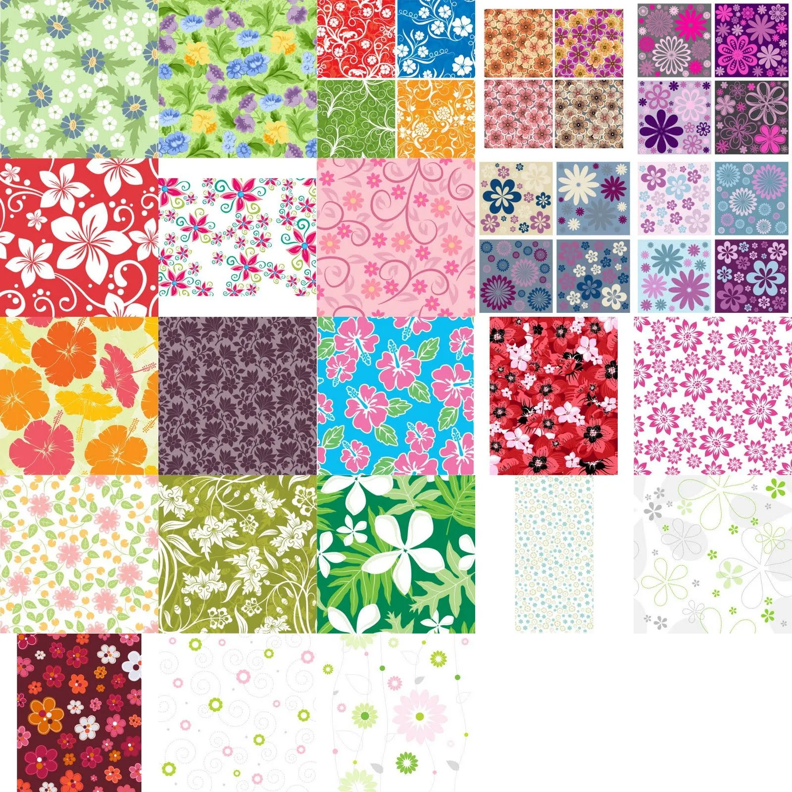 Fondos florales mosaiqueables (Tileable Flower Vector Patterns ...