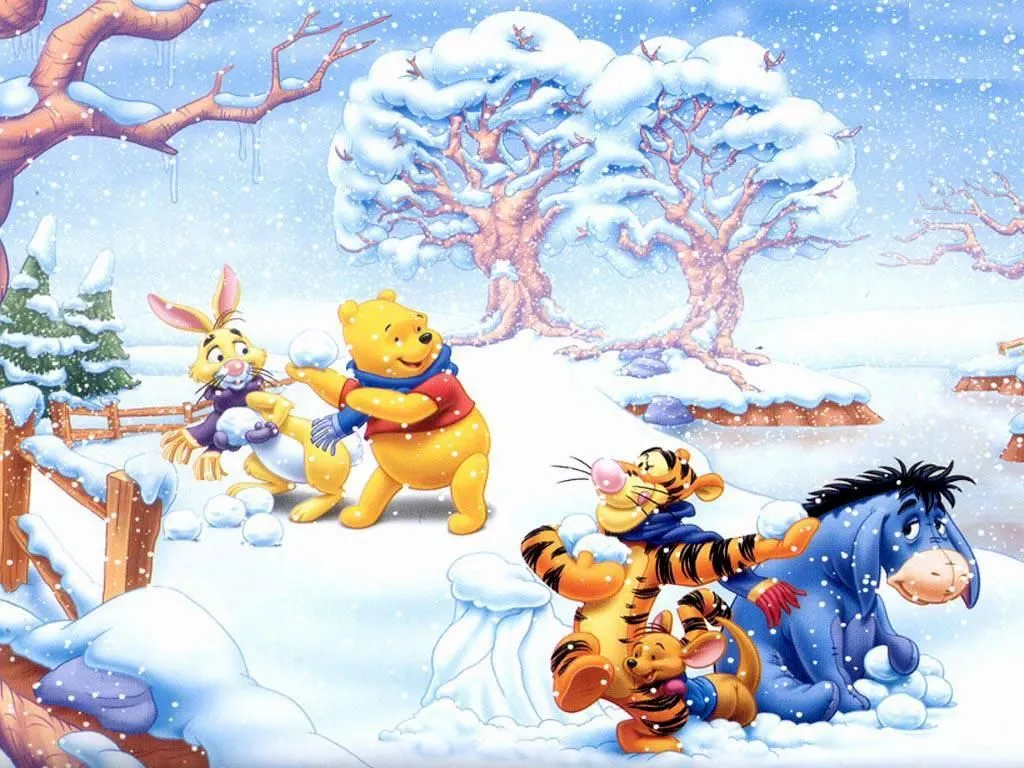 FONDOS DE PANTALLA INFANTILES:WINNIE THE POOH EN LA NIEVE JUNTO A ...