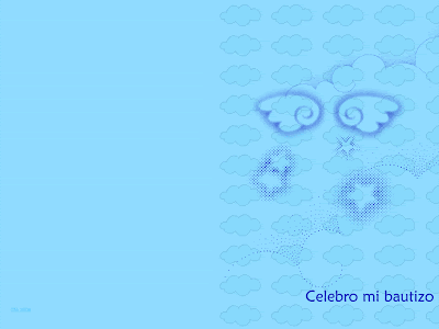 Fondos y Postales: Invitación bautizo azul