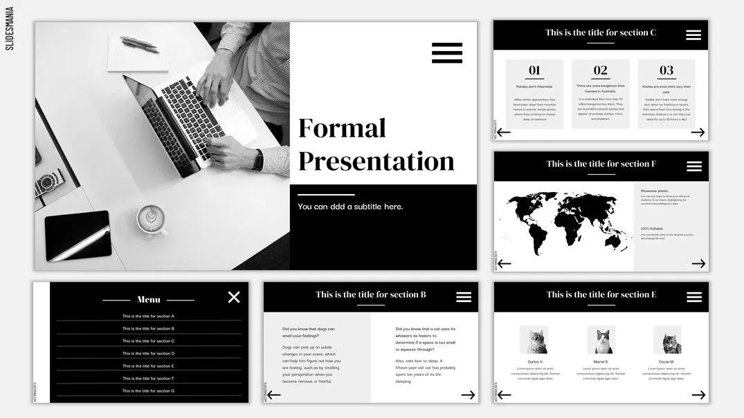 Formal presentation template with interactive menu. - SlidesMania Formal presentation template with interactive menu. - SlidesMania