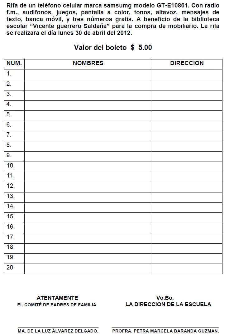 Formato Para Boletos De Rifa Portal Pictures