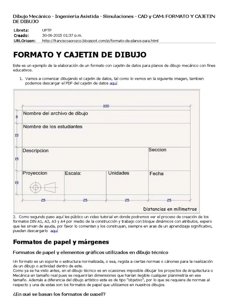 Formato y Cajetin de Dibujo | PDF | Science | Tecnología (general) Formato y Cajetin de Dibujo | PDF | Science | Tecnología (general)