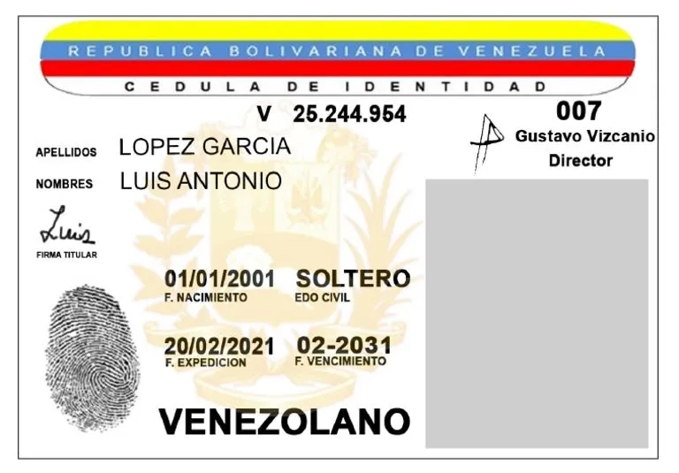 Formato Cedula Venezolana 2021 | PDF