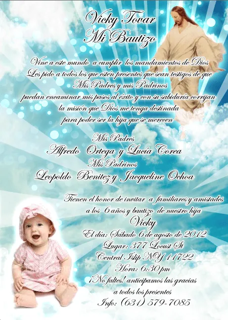 Textos para invitaciones de bautizo y cumpleaños - Imagui