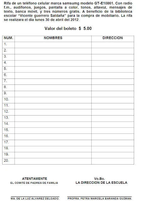 Formatos de rifa - Imagui