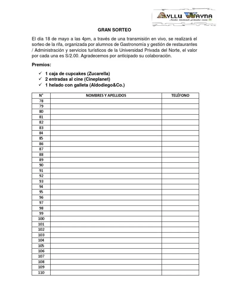 Formato de Rifa | PDF