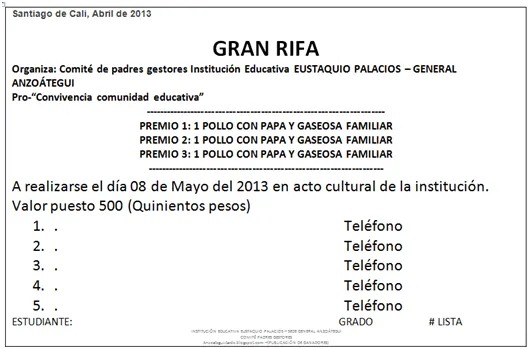 Formatos de rifas - Imagui