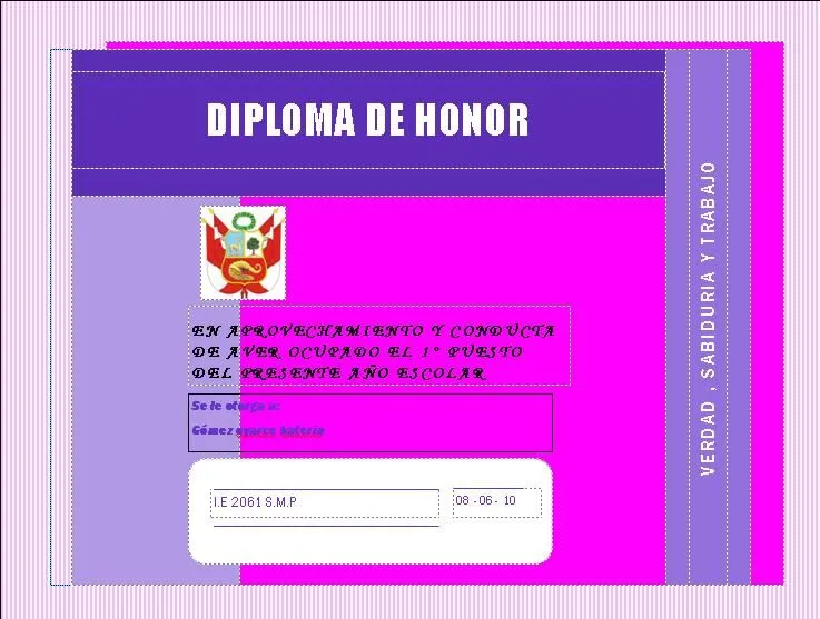 Modelo de diplomas de honor al merito - Imagui Modelo de diplomas de honor al merito - Imagui