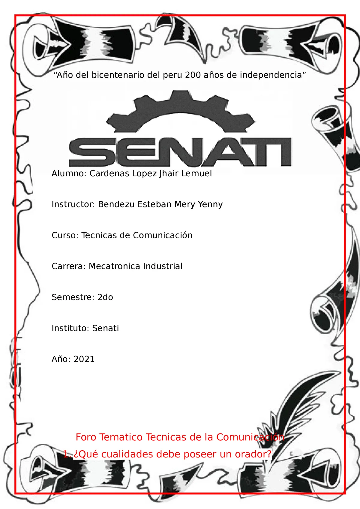 Foro Tematico Tecnicas De La Comunicacion senati 2021 - “Año del bicentenario del peru 200 años de - Studocu Foro Tematico Tecnicas De La Comunicacion senati 2021 - “Año del bicentenario del peru 200 años de - Studocu