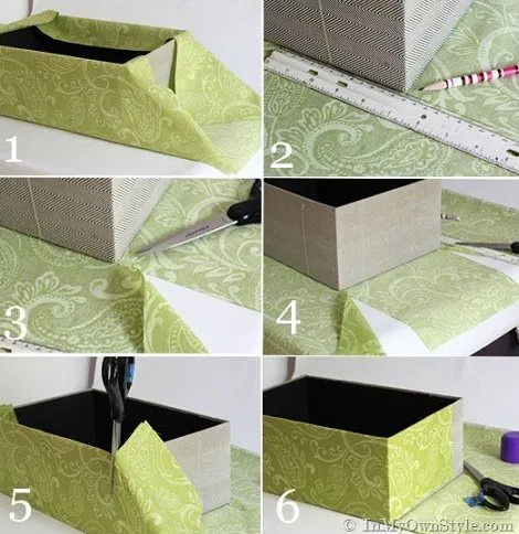 Como forrar una caja de carton grande con papel - Imagui