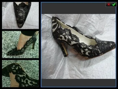 como forrar zapatos en encaje de blonda - YouTube