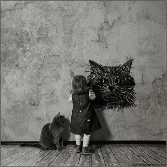 Foto: Andy Prokh. En fotos, una niña y su gato Foto: Andy Prokh. En fotos, una niña y su gato
