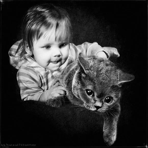 Foto: Andy Prokh. En fotos, una niña y su gato