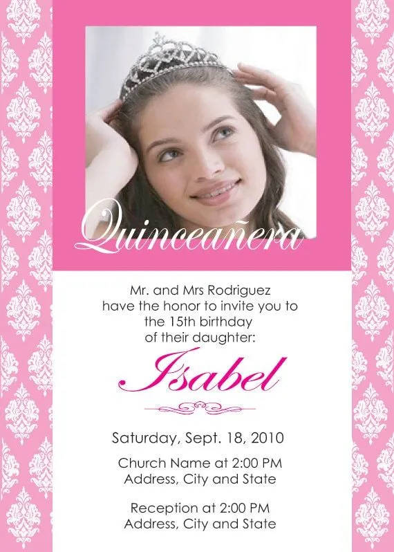 Foto Quinceañera Invitación Espa por cecydesigns en Etsy Foto Quinceañera Invitación Espa por cecydesigns en Etsy