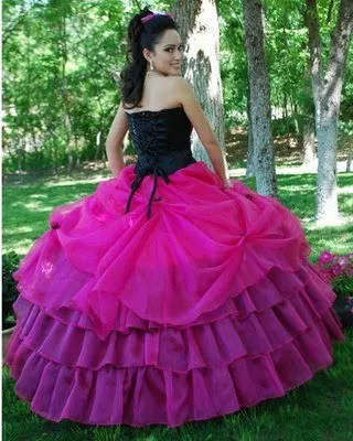 Foto de Vestido de 15 Años - Color Fucsia/Negro : Vestidos para tu ... Foto de Vestido de 15 Años - Color Fucsia/Negro : Vestidos para tu ...