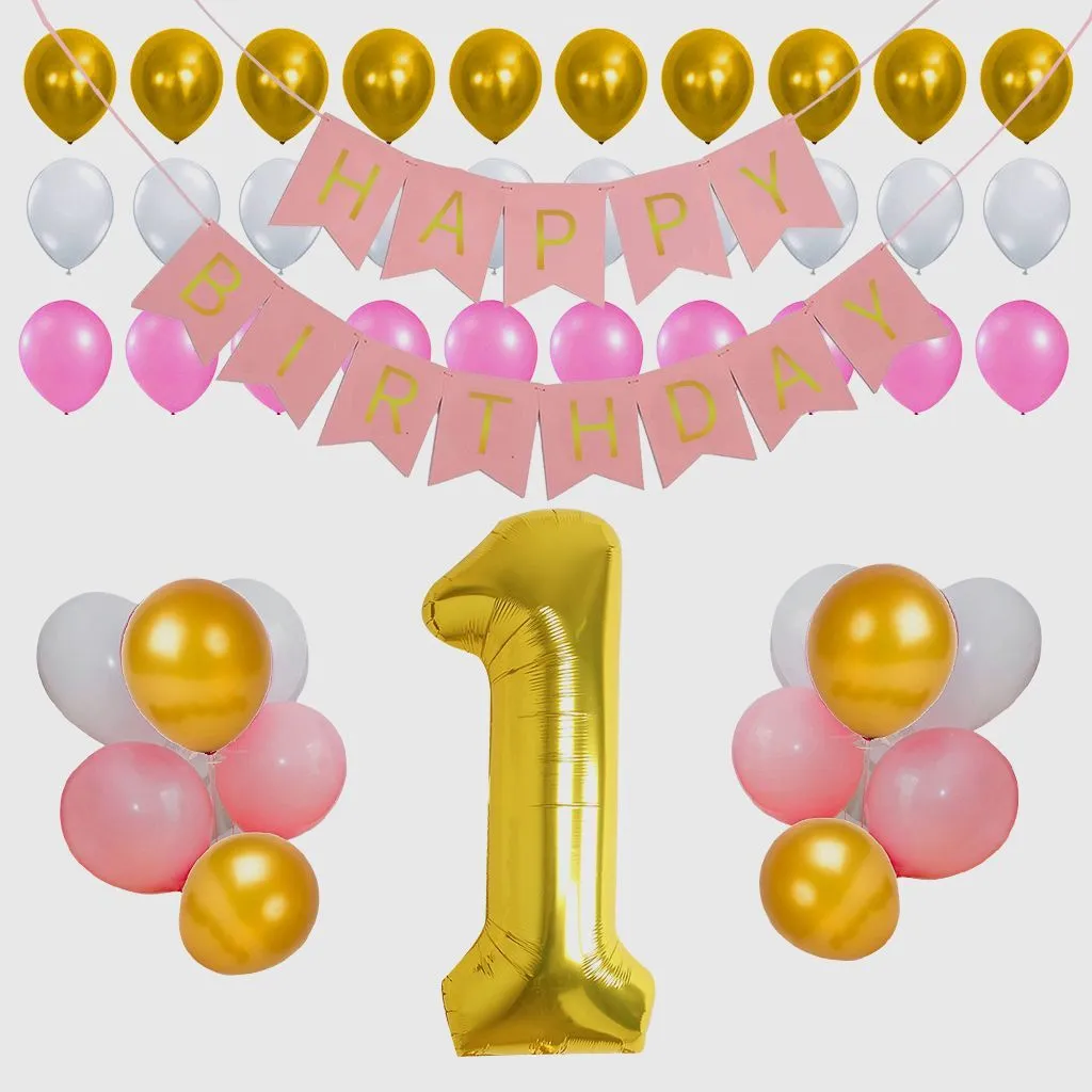 Fotografía de vinilo telón de fondo feliz 1er cumpleaños globos de la cinta cumpleaños Banner Kit Party Decor para niños bebé Fotografía de vinilo telón de fondo feliz 1er cumpleaños globos de la cinta cumpleaños Banner Kit Party Decor para niños bebé