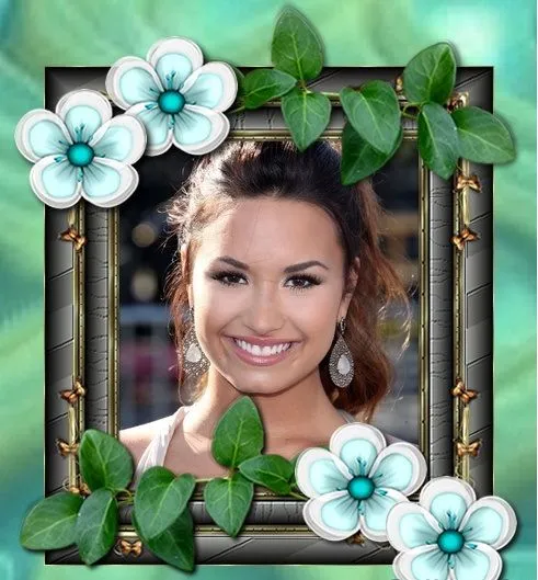 Fotomontaje de cuadro con flores y hojitas | Hacer Fotomontajes Gratis