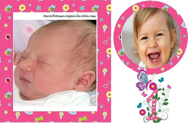 Fotomontaje para Primer Cumpleaños de Niña | Fotomontajes infantiles Fotomontaje para Primer Cumpleaños de Niña | Fotomontajes infantiles