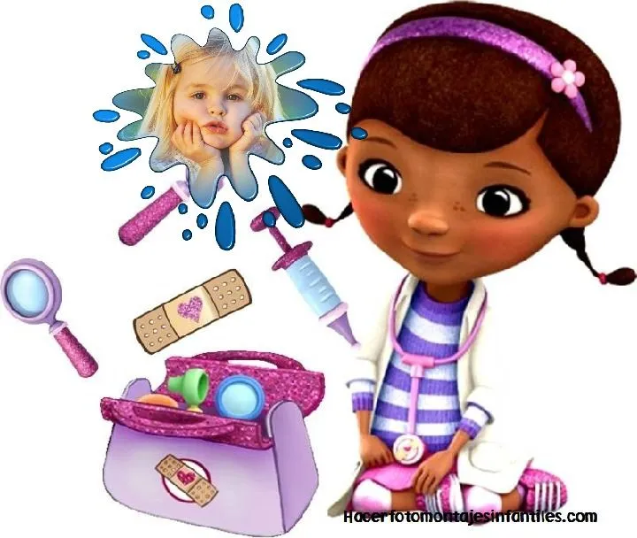 Hermoso fotomontaje con la Dra. Juguetes | Fotomontajes infantiles