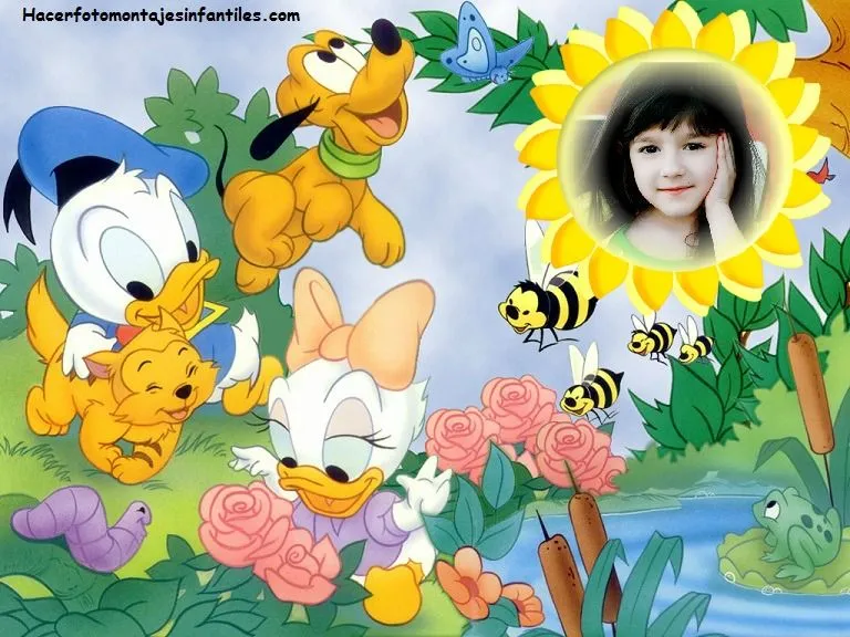 Fotomontaje de Donald, Daisy y Goofy bebés | Fotomontajes infantiles