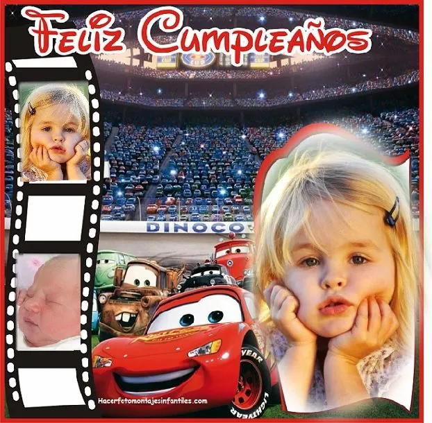 Fotomontaje de Feliz Cumpleaños con Rayo McQueen para tres fotos ...