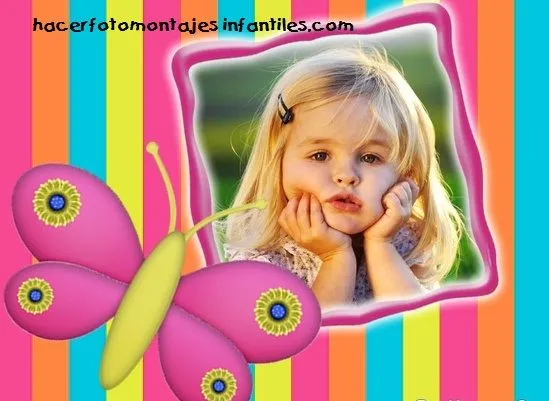 Fotomontaje para nenas con mariposa rosa | Fotomontajes infantiles Fotomontaje para nenas con mariposa rosa | Fotomontajes infantiles