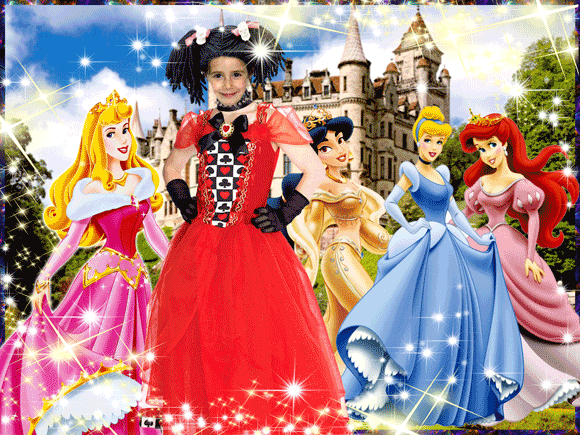 Fotomontaje Princesas Disney con Reina de Corazones.